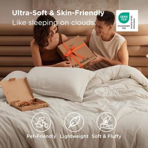 Modern Queen Comforter <strong>Set</strong> <strong>Beige</strong> Soft Eco-Friendly All Seasons Cationic Dyed 3-Piece <strong>Bedding</strong> <strong>Set</strong> with 1 Comforter 2 Pillow Shams - Product Image 4