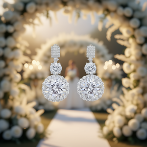 Orecchini E2581 in Oro Bianco con Diamanti Taglio Brillante Rotondo Colore D Gioielli di Lusso Naturali da Sposa per Donna - Product Image 2