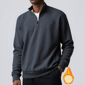 Chaqueta de invierno de algodón 100% para <span class=keywords><strong>hombre</strong></span>, sudadera de lana de cordero de Color sólido con <span class=keywords><strong>cuello</strong></span> <span class=keywords><strong>alto</strong></span> y cremallera, capa Base, ropa con estampado Digital - Product Image 4