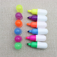 Promotion Mini surligneur stylos mignon dessin animé en forme de pilule marqueur pour étudiants papeterie fournitures de bureau marqueurs colorés