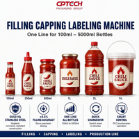 Machine de remplissage entièrement automatique CPTECH à 4 têtes avec suivi servo, type convoyeur linéaire, pour sauces, confitures, miel, ketchup et aliments
