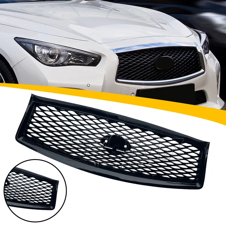 HS Factory Sonstiges Außen zubehör ABS-Kunststoff Schwarz Kein Emblem Frontgrill-Overlay für Infiniti Q50 2014 2015 2016 2017