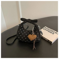 Nouveau Sac Tendance Automne 2026 Style Coréen Japonais Rétro Mignon avec Charme en Peluche, Nœud et Pois, Haute Qualité, Personnalisé, de Niche, pour Rendez-vous