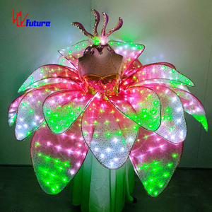 Fantasia Moderna para Performance Adulta, Vestido de Dança de Salão com Flores Sexy e Manga Longa - Product Image 4