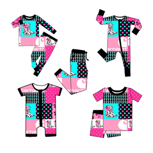 Baby Bambus Kurzset Weiches Sommer-Outfit OEM Kleidungsfabrik Individueller Druck Bambus Baby Schlafanzug Kinder Schlafanzug mit Reißverschluss - Product Image 1