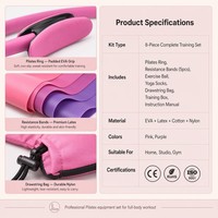 Set de Entrenamiento de Pilates, Kit de Equipo de Yoga de 8 Piezas, Anillo de Pilates, Bandas de Resistencia, Bola, Correa, Calcetines, Gimnasio en Casa, Fitness para Mujeres