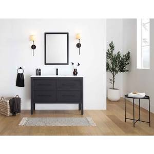 Kabinet rias kamar mandi dengan wastafel bingkai kayu padat dalam Unit rias akhir hitam furnitur kamar mandi <span class=keywords><strong>48</strong></span> inci meja rias - Product Image 2