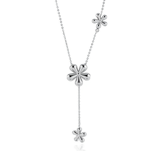 Collier pendentif fleur Amy Amy en acier inoxydable plaqué argent pour femme, bijoux de fête, à porter au quotidien, chaîne serpent C0335 - Product Image 4