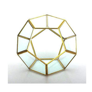 Terrario decorativo de piedra de vidrio geométrico, caja de lujo de latón para decoración del hogar, Hotel - Product Image 1