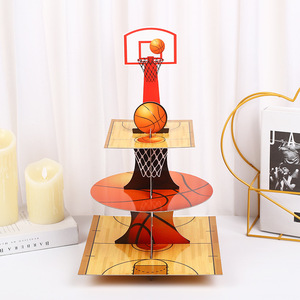 DAMAI Soporte de 3 Niveles para Cupcakes con Temática de Baloncesto, Decoración para Fiestas de Baloncesto, Soporte para Cupcakes para Fiestas de Cumpleaños de Baloncesto - Product Image 1