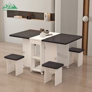 Table à manger pliante moderne Wayon, blanche, mobile, avec armoire <span class=keywords><strong>de</strong></span> rangement à rabat, <span class=keywords><strong>meubles</strong></span> <span class=keywords><strong>de</strong></span> cuisine pour petits espaces - Product Image 4