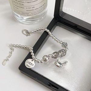 S925 Sterling Silver <b>Beaded</b> Rabbit <b>Bracelet</b> For Women Everyday Wear Animal Zodiac Design Jewelry - Product Image 3