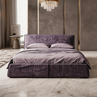 Italienischer Stil Möbel Weiches Wildleder Gepolstertes Doppelbett für Hauptschlafzimmer Luxus Designer Kingsize-Bett