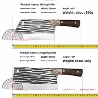 Cuchillo de Cocina Profesional de Acero Inoxidable Forjado a Mano, Espesado, con Mango de Madera, Ambidiestro, para Cortar Huesos Grandes y Patas de Animales