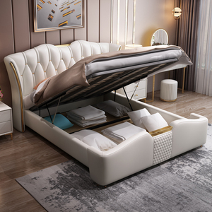 Letto Reale di Vera Qualità e Lusso Leggero per Arredamento Camera da Letto, Struttura in Legno Massello, Letto Matrimoniale con Contenitore - Product Image 3