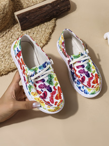 Chaussures en toile imprimées pour enfants, nouvelles chaussures décontractées pour enfants à lacets et bout rond imprimé coloré - Product Image 2