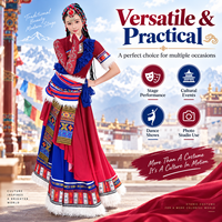 Costume de scène ethnique professionnel, robe de danse folklorique chinoise moderne pour femmes avec broderie 3D et coiffe