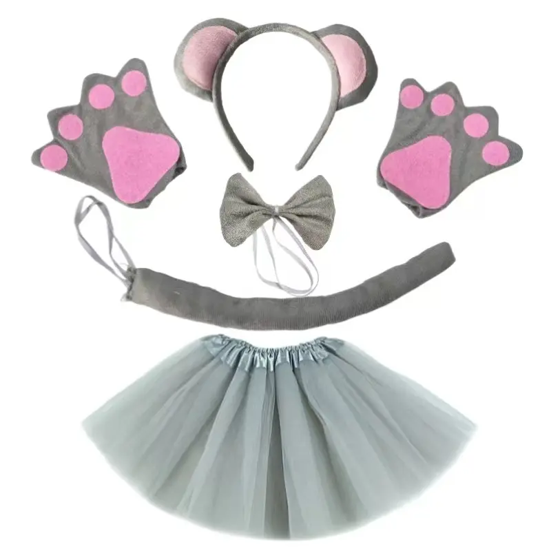 Mouse Costume con le orecchie guanti cravatte Ttutu vestito per bambini Costume accessorio per natale festa di Halloween fascia