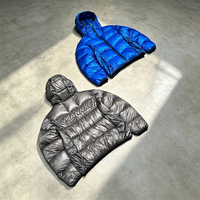 Veste d'hiver matelassée légère en nylon et polyester avec fermeture éclair, logo personnalisé, capuche chaude, style doudoune