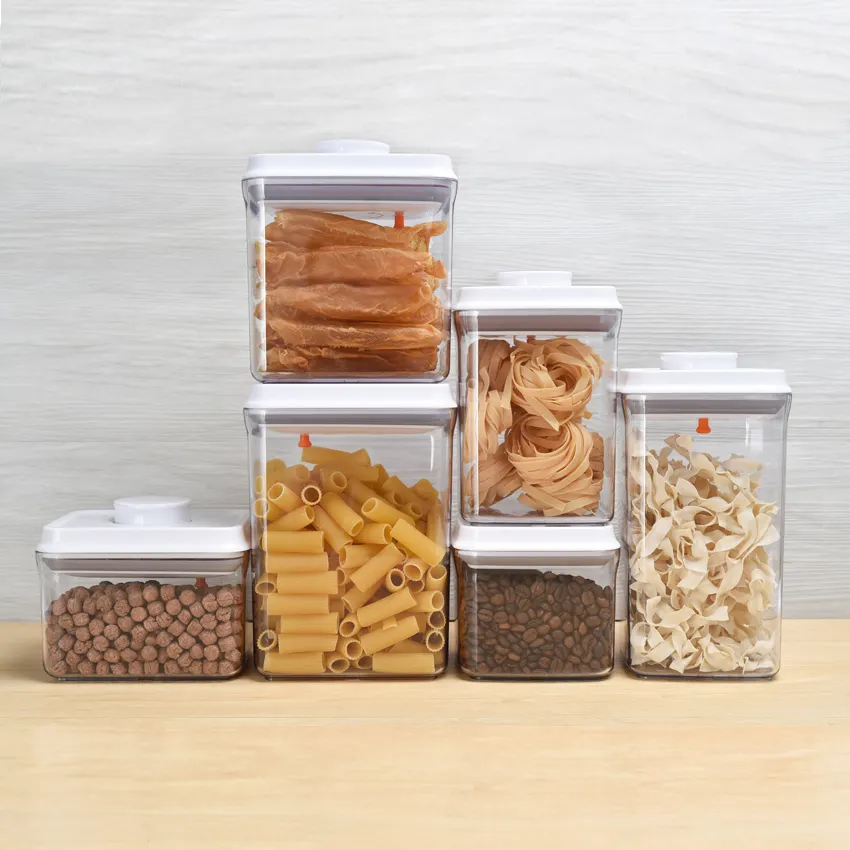 6 pièces boîte de stockage hermétique, couvercle POP hermétique pour la conservation des aliments secs, pour la farine, le café, les céréales et les aliments secs