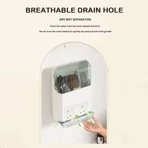 Soporte para cubiertos montado <span class=keywords><strong>en</strong></span> la <span class=keywords><strong>pared</strong></span>, escurridor <span class=keywords><strong>de</strong></span> utensilios transpirable a prueba <span class=keywords><strong>de</strong></span> polvo, caja <span class=keywords><strong>de</strong></span> almacenamiento <span class=keywords><strong>de</strong></span> palillos para ahorrar espacio para cucharas, espátulas, tenedores - Product Image 3