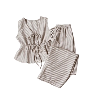 Conjunto de 2 Piezas para Mujer, Camisa Oxford de Algodón con Detalle de Botones, Corte Holgado, Estilo Casual para Primavera/Verano, Cuello Camisero - Product Image 5