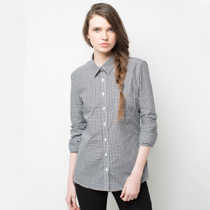 Camicie Formali <span class=keywords><strong>a</strong></span> Quadretti per Donne, Nero Rosso <span class=keywords><strong>a</strong></span> Piccoli <span class=keywords><strong>Quadri</strong></span>, Maniche Personalizzate, Camicie Uniformi - Product Image 2