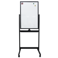 Tableau blanc magnétique réversible double face effaçable à sec avec support F255, ensemble de tableau effaçable à sec sans traces pour bureau, noir/blanc