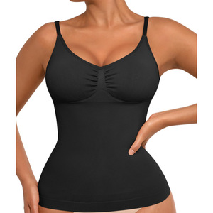 Pour <span class=keywords><strong>Amazon</strong></span> femmes respirant XS corps façonnage Camisole contrôle du ventre Sexy mince plissé col en v haut taille haute minceur Bustier - Product Image 1