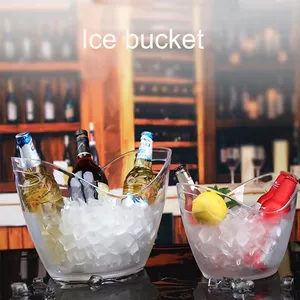 Plastic Led Bar Led Ice Bucket Transparent New Light Up Club Ware Beer Acrylic Minimalist Customized PS Party Sustainable 15L