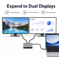 Convertidor Multipuerto USB-C a 2 Puertos HDMI de Aluminio, Compatible con Pantalla Extendida para Proyector, Cámara, Altavoz, HDTV, Computadora