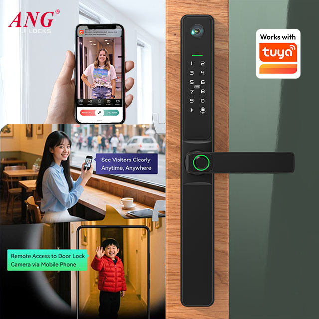 ANG Glass Smart Security Door Lock 3585 Mortise Camera Doorbell Fingerprint Password Door Lock Works with Tuya · image 2