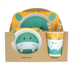 Ensemble d'assiettes et tasses pour enfants, assiettes et tasses en bambou biologique, de qualité alimentaire, supérieure, respectueux de l'environnement, 5 pièces - Product Image 6
