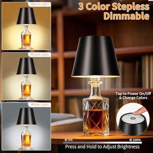 Lampe de table moderne RGB en forme de bouteille de vin, sans fil, rechargeable, à commande tactile, portable, pour restaurant, avec abat-jour intégré - Product Image 5