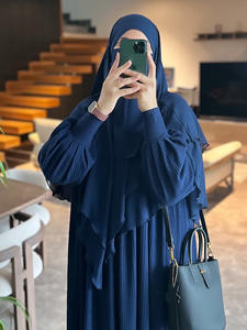 批发开斋节平原祈祷围巾穆斯林妇女头巾雪纺2层长面纱新款时尚纯色头巾披肩Khimar - Product Image 4