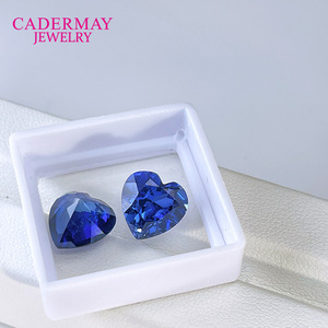 Heart Shape Synthetic Sapphire Gemstone 5x5mm To 10x10mm For Engagement Rings Classic Unisex Jewelry Cadermay - Product Image 4