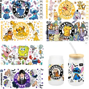 Factory Custom UV Dtf 16oz Cold Cup Wrap Transfers Transfer Printing Designs Ready To Ship Uv Dtf Cup Wrap Transfers For Cups