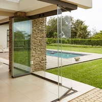 Porte pliante en verre sans cadre, système coulissant panoramique pour patio de villa et cloison intérieure