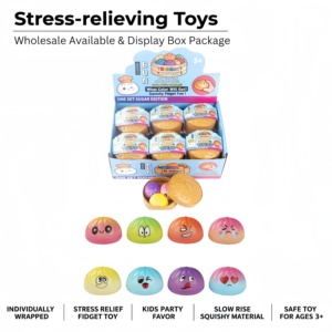 AW Kawaii Jouet Squishy en plastique en forme de boulette vapeur, à remontée lente, anti-stress, jouet sensoriel, boîte mystère couleur aveugle, unisexe - Product Image 1