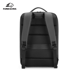 Kingsons Laptop <b>Backpack</b> 20-35L Large Capacity Business Travel Unisex <b>Black</b> Solid Color Shoulder Straps - Product Image 3