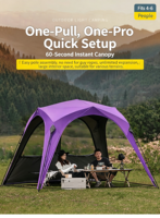 Tente dôme automatique en tissu Oxford ignifuge Tertlon pour camping extérieur, abri solaire, OEM ODM personnalisé
