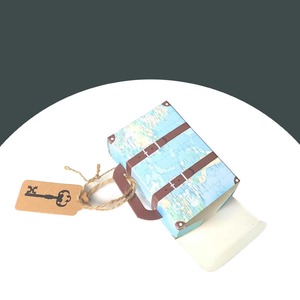 Boîte à bonbons Carte <span class=keywords><strong>du</strong></span> <span class=keywords><strong>monde</strong></span> Mini valise Boîte à cadeaux Papier kraft vintage avec étiquettes et ficelle de jute pour le voyage - Product Image 6