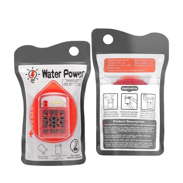 Outdoor Fishing Camping Salt Water Lamp Powered Light LED Emergency Salt Water Lamp for Power Outages or Emergencies