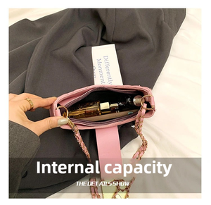 กระเป๋าสะพายไหล่สตรีสไตล์เรโทร กระเป๋าสะพายไหล่สตรีลายตารางเพชรแฟชั่นพร้อมซิปโซ่ - Product Image 3