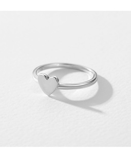 S925 Sterling Silver Smooth Heart <b>Adjustable</b> Thin <b>Ring</b> Minimalist Ins Style Gift Silver Jewelry For Girlfriends And Friends - Product Image 5