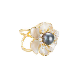 Muyu Camellia Silk Scarf Buckle Floral Pearl Brooch Women's Fashion Accessory - Product Image 2