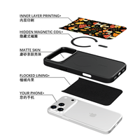 Casing HP AG Feeling Black Edge dengan Desain Hutan Jamur Berlapis Emas untuk iPhone 17, 17 Pro Max, 16 Pro, 15, 15 Pro Max, 15 Pro, 14 Pro Max, Cangkang Magnetik