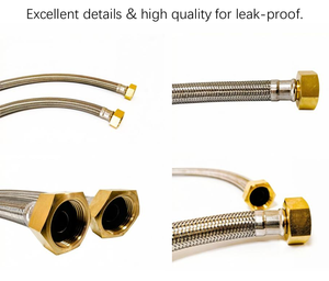 Tuyaux d'occasion <span class=keywords><strong>pour</strong></span> <span class=keywords><strong>climatiseur</strong></span> central MeiMing HBB L350mm, flexibles tressés en acier inoxydable D18mm avec raccords en laiton G3/8 OEM*2 - Product Image 2