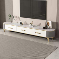 Meuble TV, console TV, 3 tiroirs, tables basses, plateau en marbre synthétique, meubles de salon, meubles de salle à manger