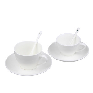 Pure White Ceramic Coffee <b>Cup</b> <b>Set</b> With Handle Solid Color Hotel Home Use - Product Image 5